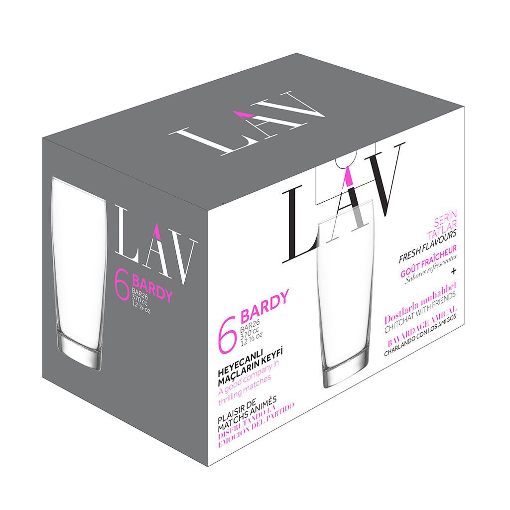 Jogo 6 Copos Cerveja Bardy Gb LAV, 380 ml